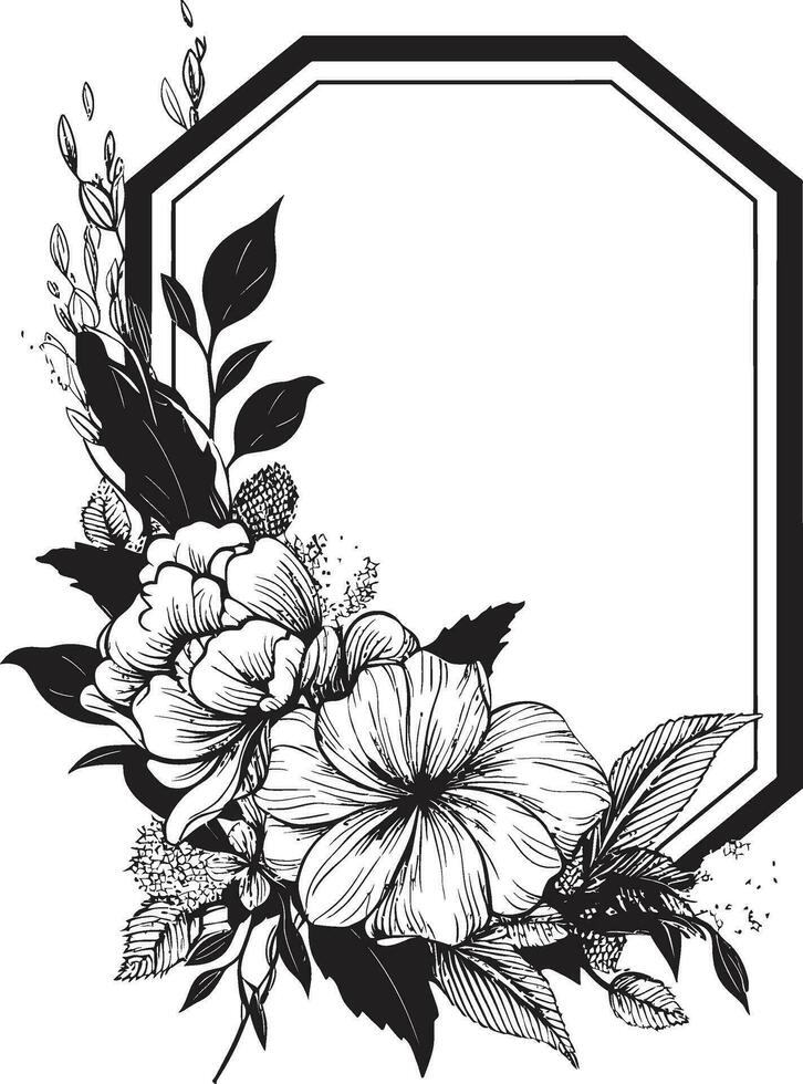 minimalista noir pétala esboço Preto vetor emblema limpar \ limpo mão desenhado floral videiras lustroso icônico Projeto