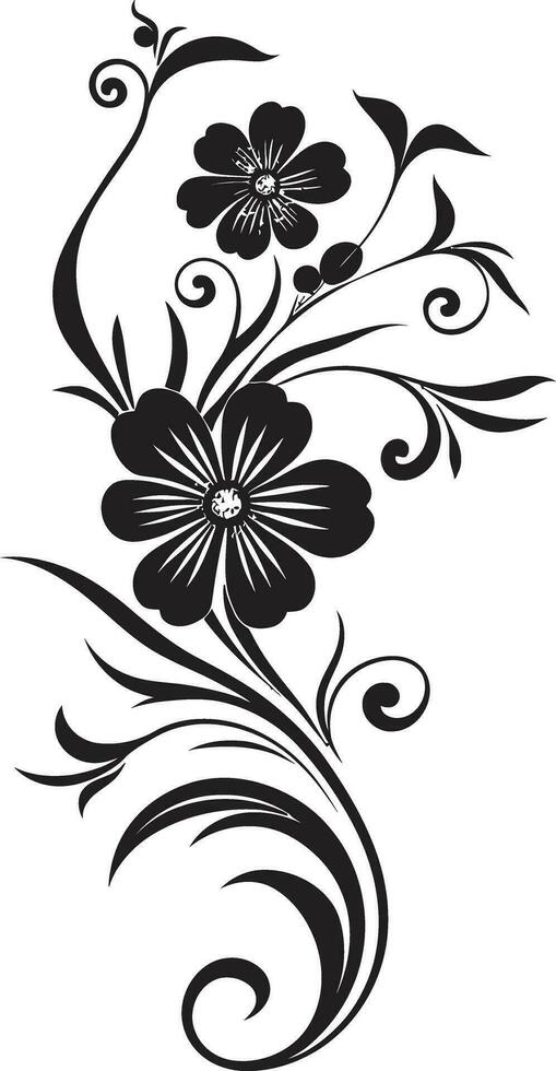 mão desenhado floral essência Preto vetor Projeto elemento artístico floral detalhamento feito à mão icônico logotipo