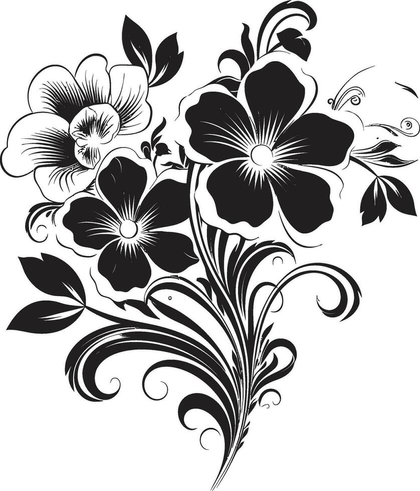 artístico noir elegância convite cartão emblema desenhos chique floral enfeites Preto logotipo vetor decoração