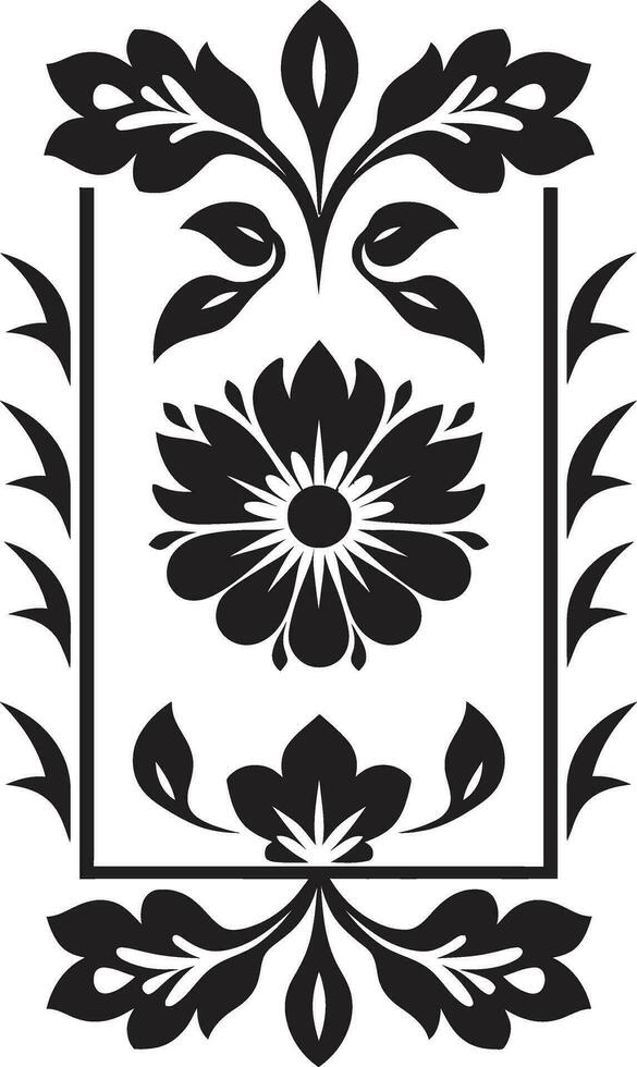 floral treliça Preto vetor telha Projeto vetor ícone com floral padrões geométrico Preto Projeto