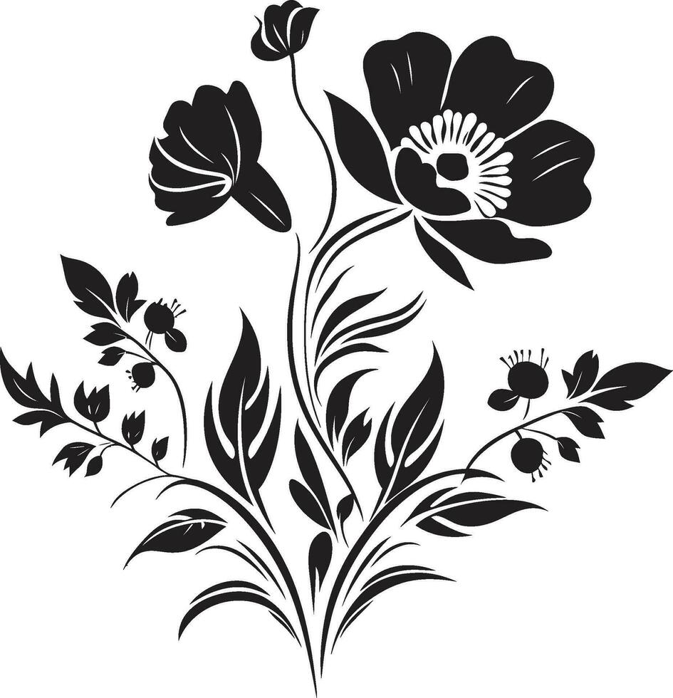 vintage noir flor retratos Preto vetor emblema desenhos noir Flor arte mão desenhado vetor ícones