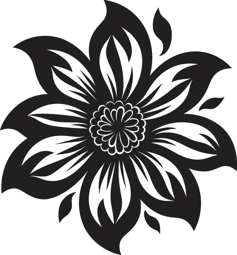 minimalista floral detalhe lustroso artístico ícone sofisticado flor essência solteiro Preto emblema vetor