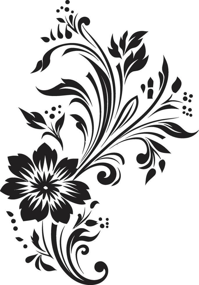 místico floresce mão rendido Preto icônico Projeto chique noir botânicos feito à mão vetor logotipo ícone