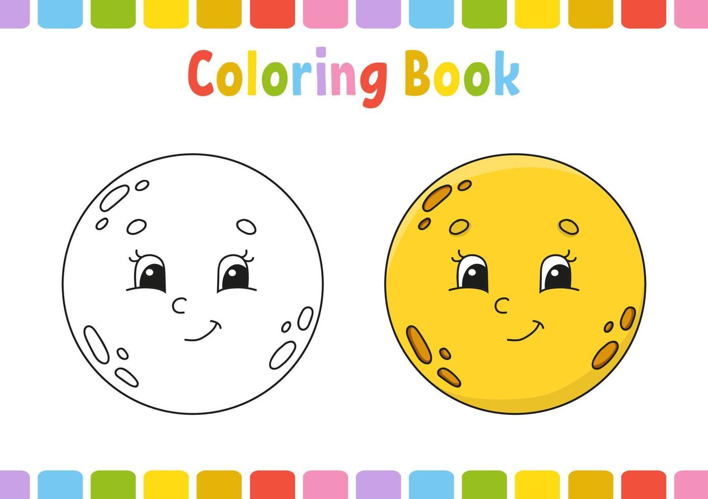 lua. livro de colorir para crianças. personagem alegre. ilustração vetorial. estilo bonito dos desenhos animados. desenhado à mão. página de fantasia para crianças. isolado no fundo branco. vetor