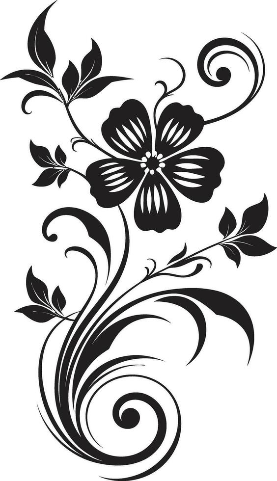 sofisticado mão desenhado padrões Preto vetor sutil floral pergaminhos icônico logotipo elemento