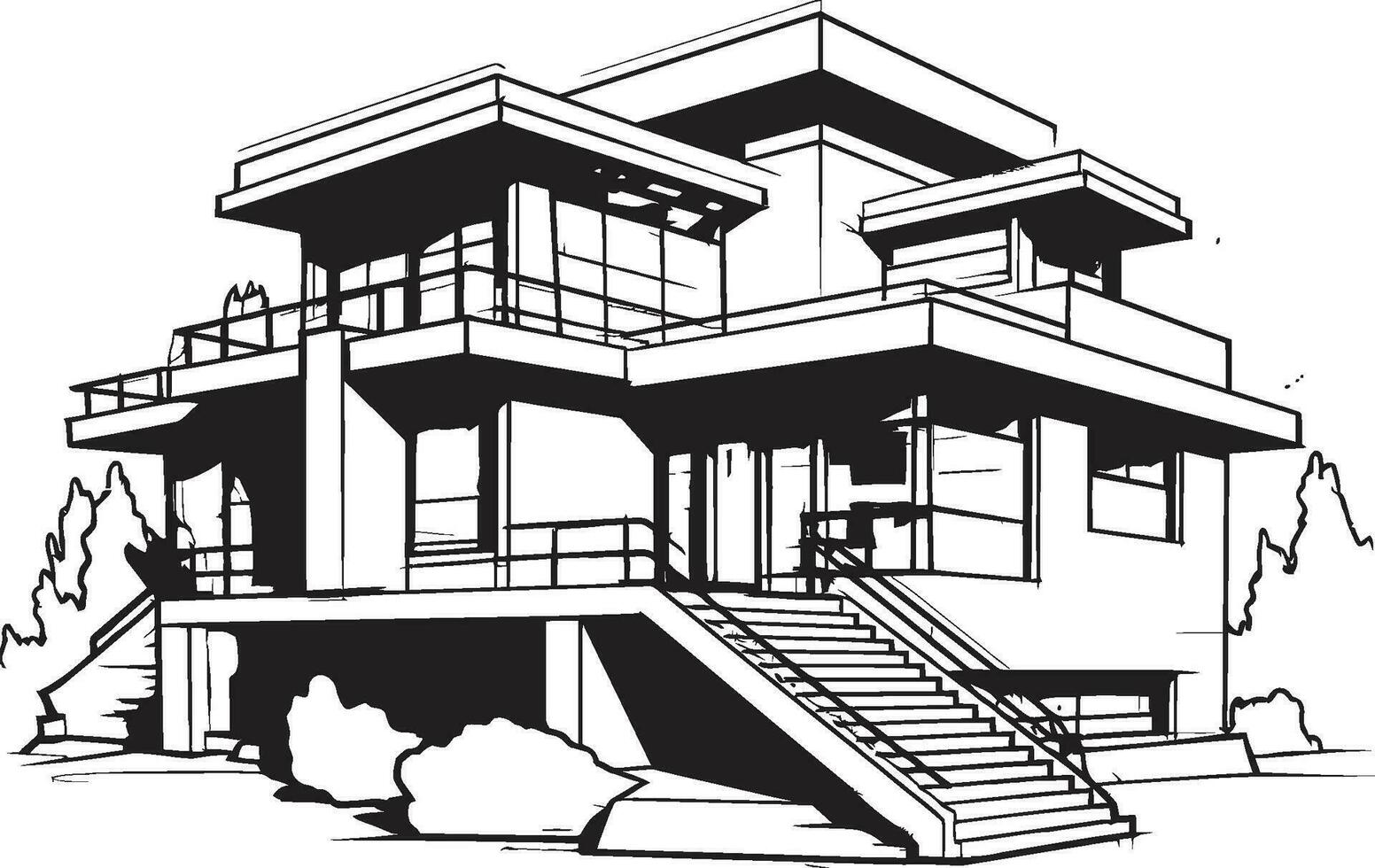 triplo santuário ícone do tri nível serenidade dentro Projeto trifecta paisagem elevada emblemático vetor do residencial elevação