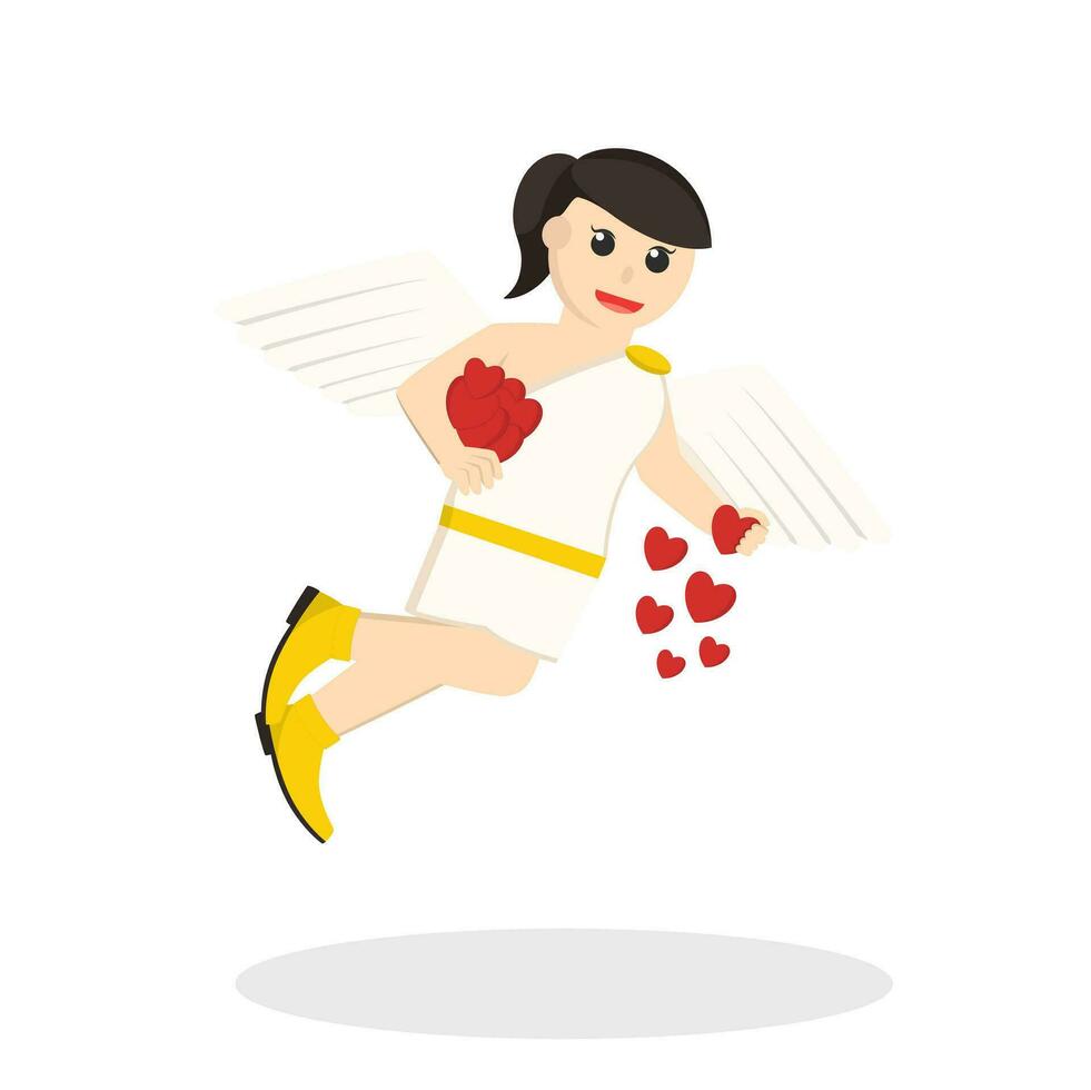 cupido mulher lançando amor Projeto personagem em branco fundo vetor