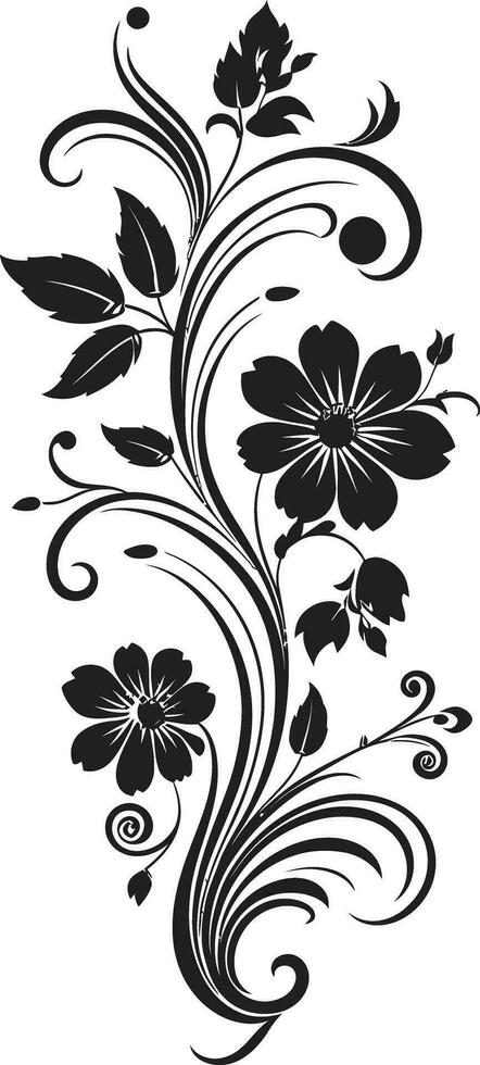 artesanal flor pergaminhos mão desenhado ícone floral noir florescer Preto vetor logotipo