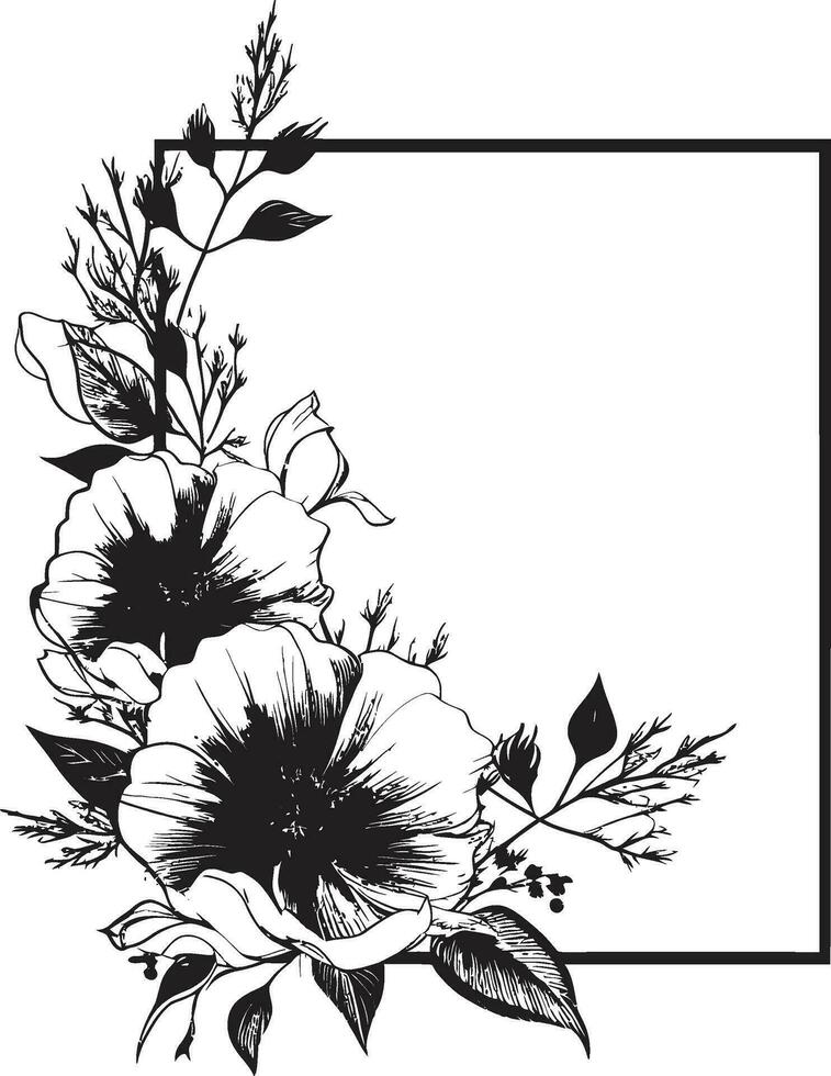 chique feito à mão florais icônico vetor Projeto simples floral elegância Preto mão desenhado emblema