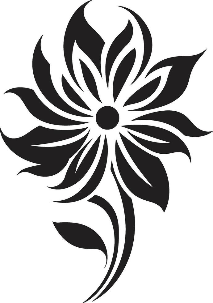 caprichoso artístico flor simples Preto emblema moderno floral essência feito à mão vetor ícone