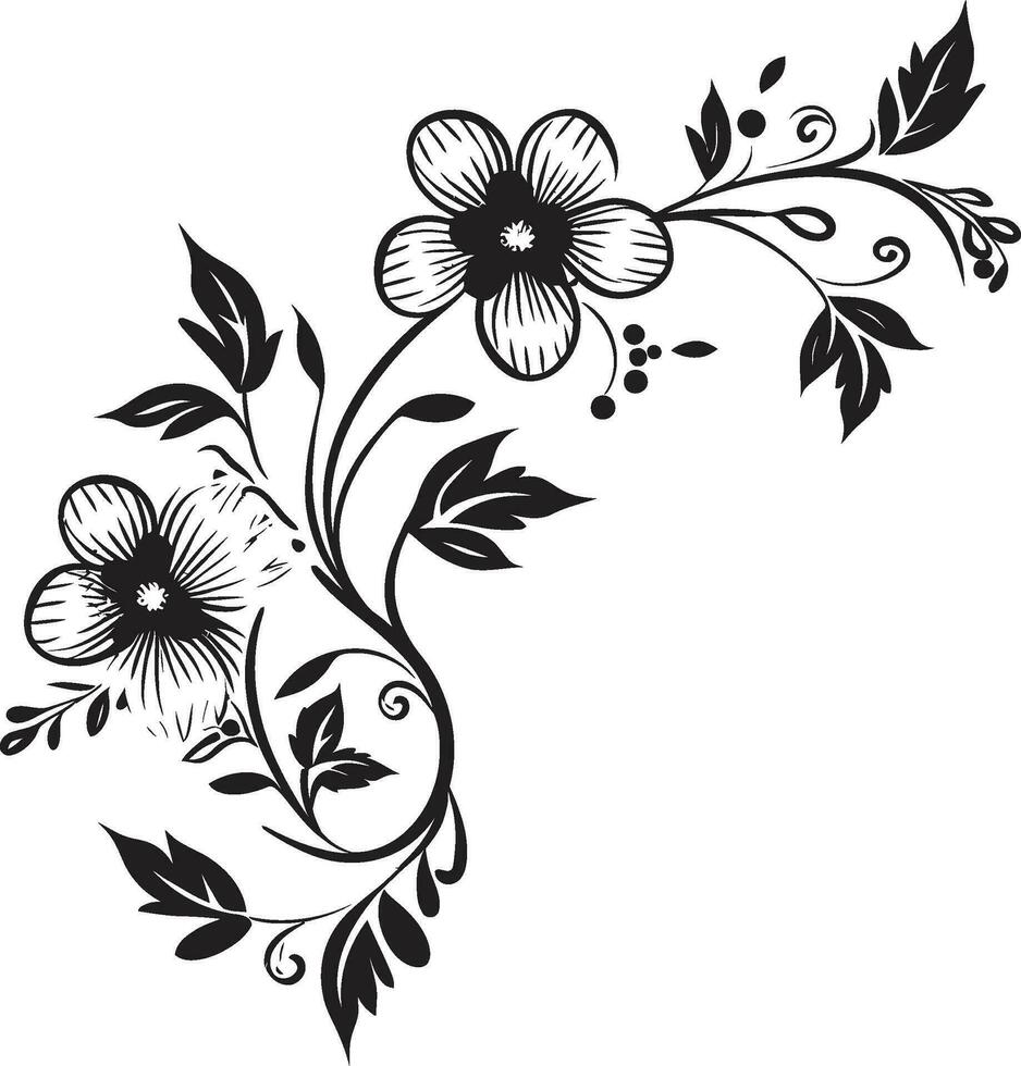 vintage floral elegância Preto vetor emblema criativo botânicos mão desenhado Preto logotipo