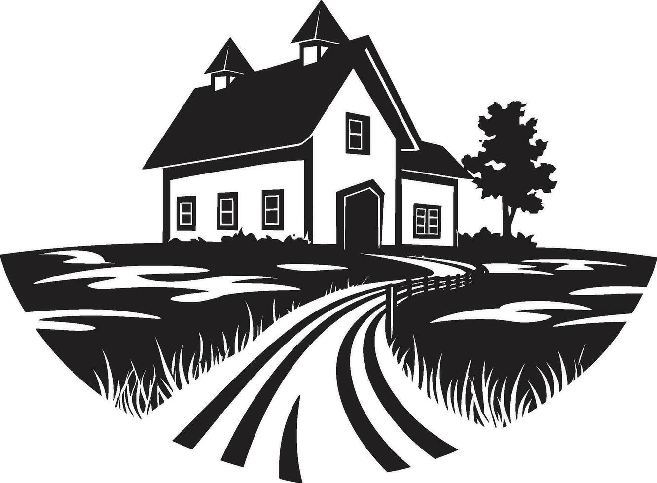 pastoral herdade símbolo casa de fazenda vetor ícone Projeto colheita oásis residência agricultores casa de fazenda emblema dentro vetor
