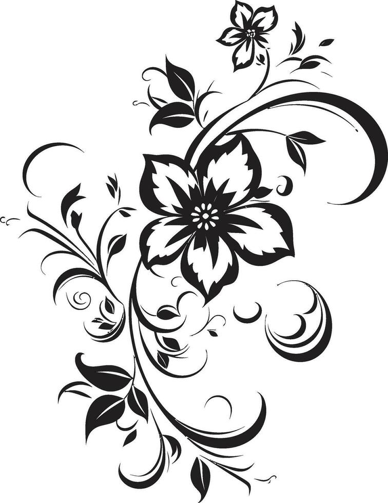 elegante floral noir icônico vetor ícone mão desenhado noir Flor vetor emblema