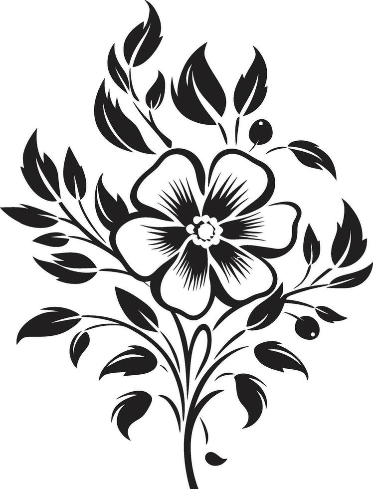 vintage botânico florescer feito à mão Preto logotipo ícone noir pétala cascata mão rendido vetor logotipo Projeto