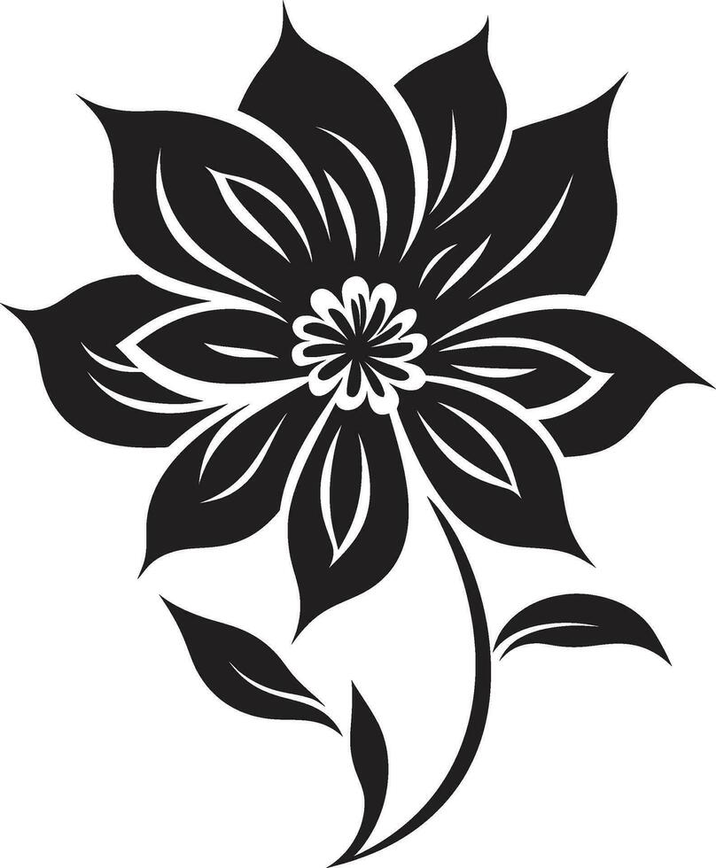 artístico flor detalhe mão rendido vetor ícone minimalista pétala esboço lustroso Preto logotipo