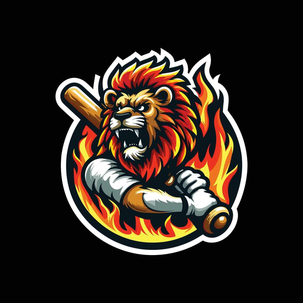 Bravo leão beisebol mascote logotipo vetor