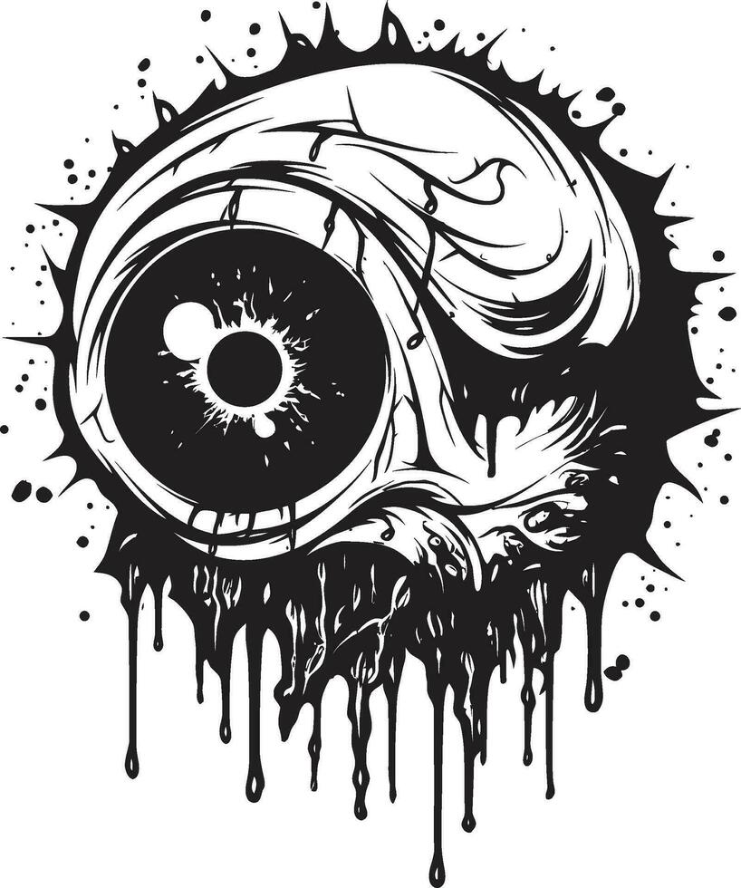 estranho zumbi olho Preto vetor Horror emblema sinistro olhar arrepiante assustador olho logotipo ícone