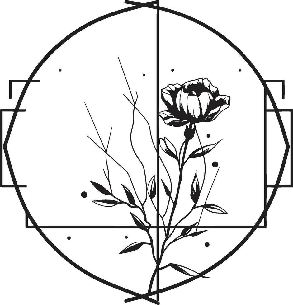 minimalista floral Projeto lustroso Preto logotipo emblema caprichoso mão desenhado florais icônico Preto vetor