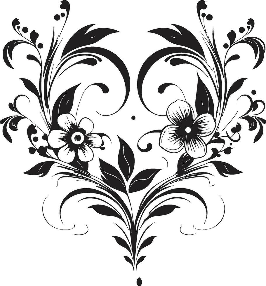 vintage floral complexidades feito à mão Preto emblema noir pétala beleza mão rendido vetor logotipo Projeto