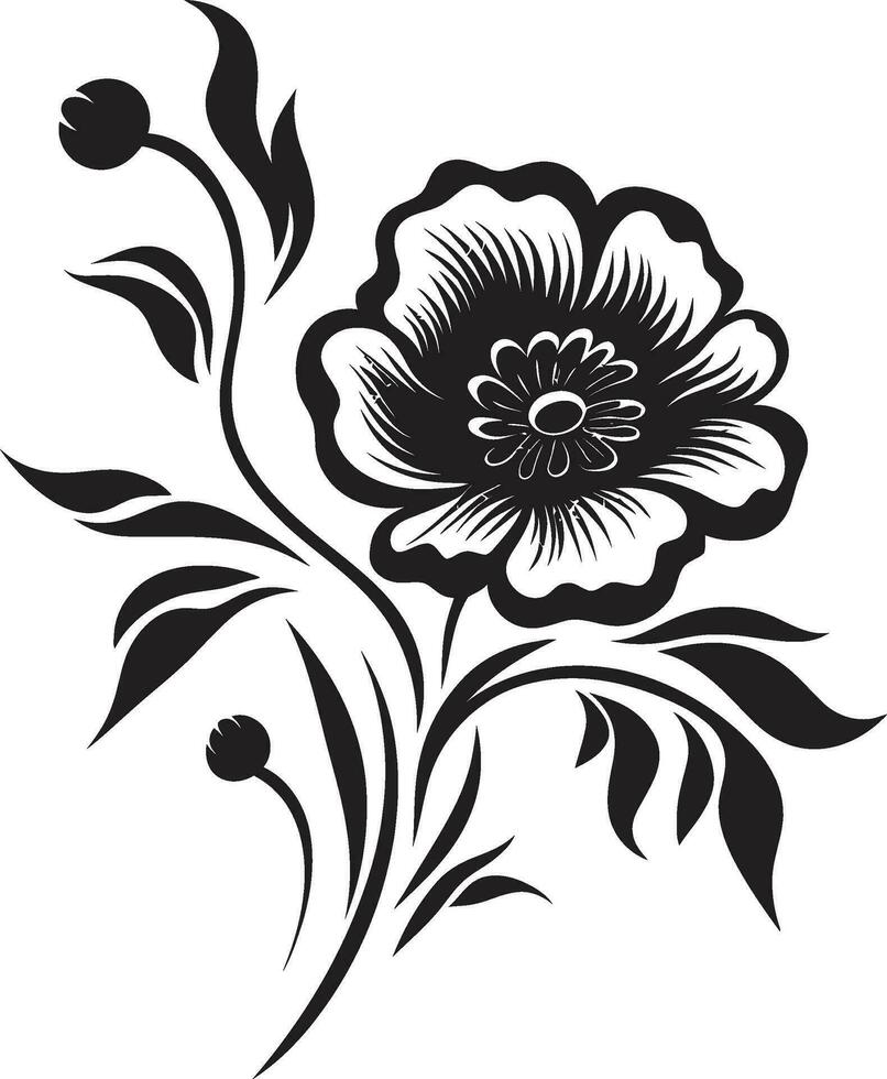 noir gardênia sinfonia noir emblema desenhos vintage noir flor retratos mão desenhado vetor logotipos
