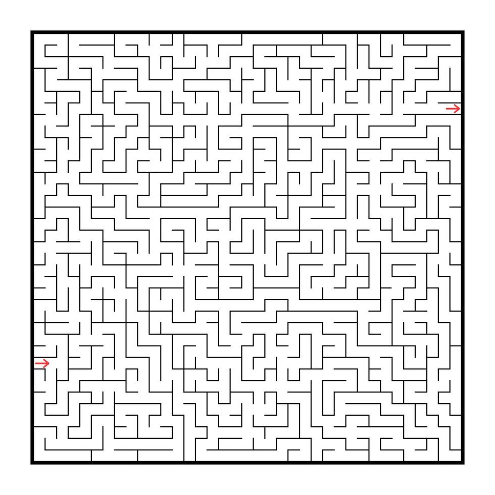 difícil labirinto quadrado grande. jogo para crianças e adultos. quebra-cabeça para crianças. enigma do labirinto. ilustração em vetor plana isolada no fundo branco.
