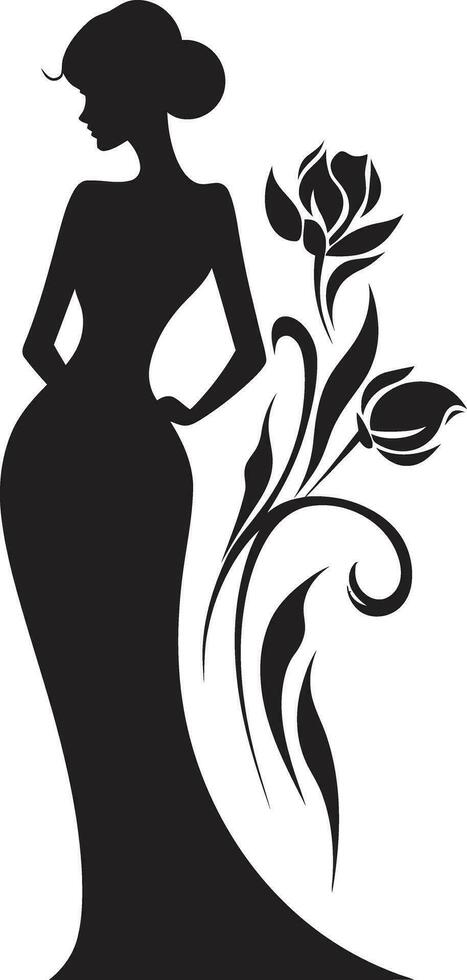 abstrato flora fusão Preto artístico face emblema elegante botânico glamour vetor mulher ícone