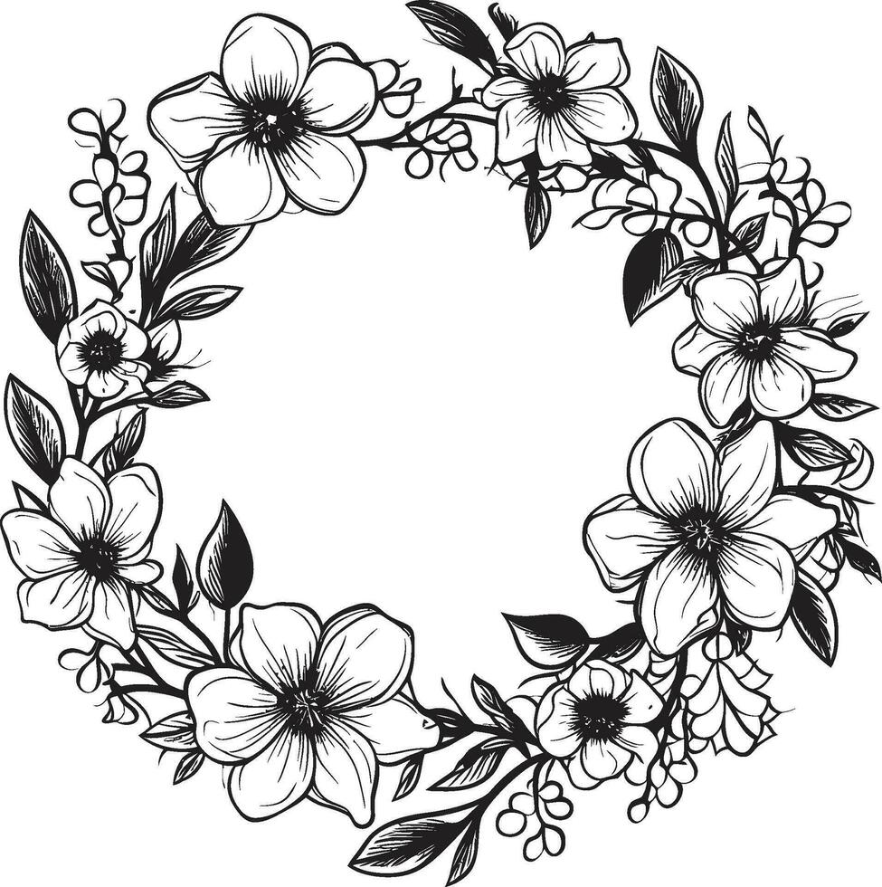 caprichoso Casamento flor elegante Preto emblema moderno floral guirlanda artístico vetor logotipo