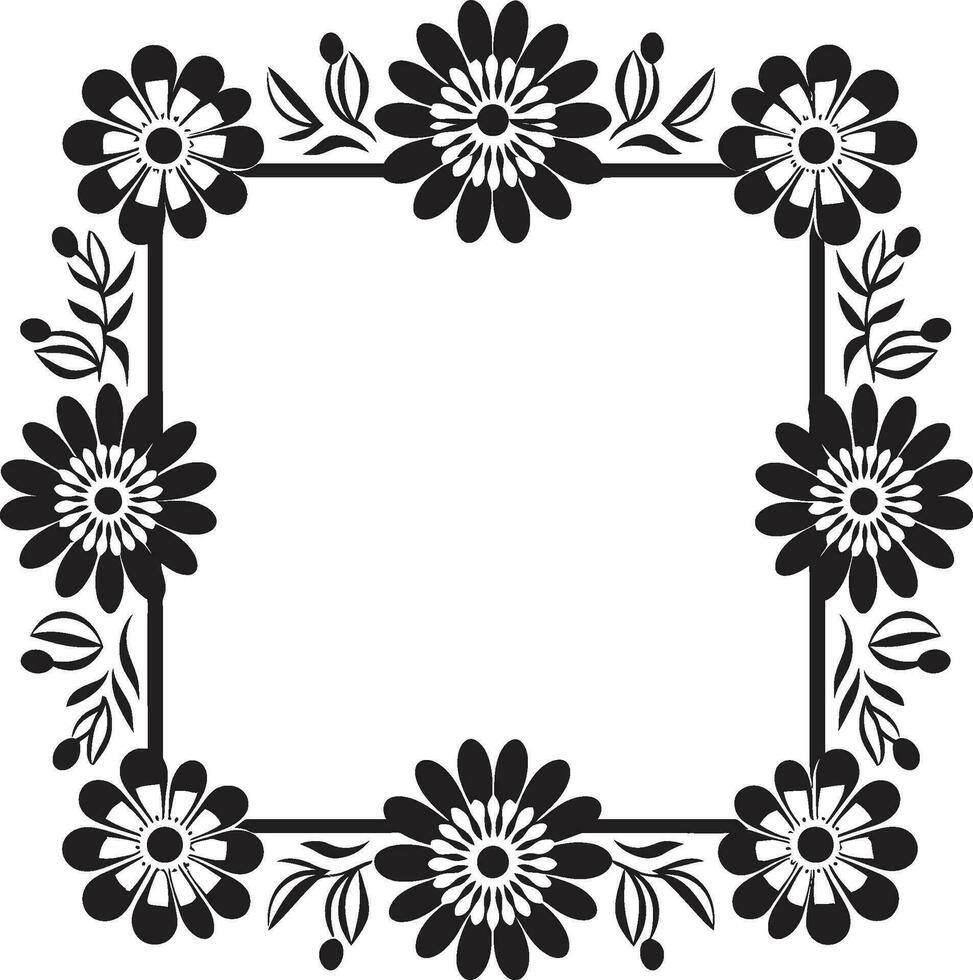 flor mosaico Preto telha Projeto logotipo geométrico botânica vetor ícone com florais