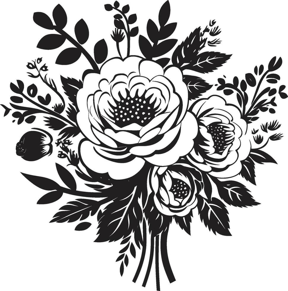 harmonioso ramalhete conjunto Preto emblema Projeto elegante Flor fusão decorativo Preto vetor logotipo