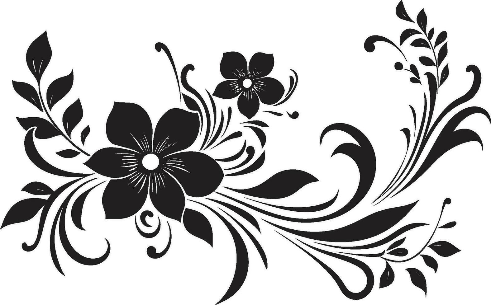 floral noir enigma intrincado Preto logotipo vetores pétala devaneio noir artístico floral emblema esboços