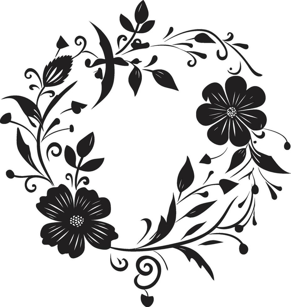chique jardim deleite vetor logotipo com Preto quadro, Armação floral sussurros ornamentado quadro, Armação logotipo dentro Preto