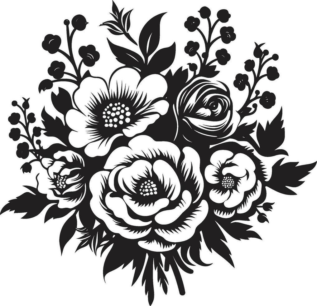 etéreo ramalhete montagem decorativo Preto logotipo Eterno floral grupo Preto vetor emblema