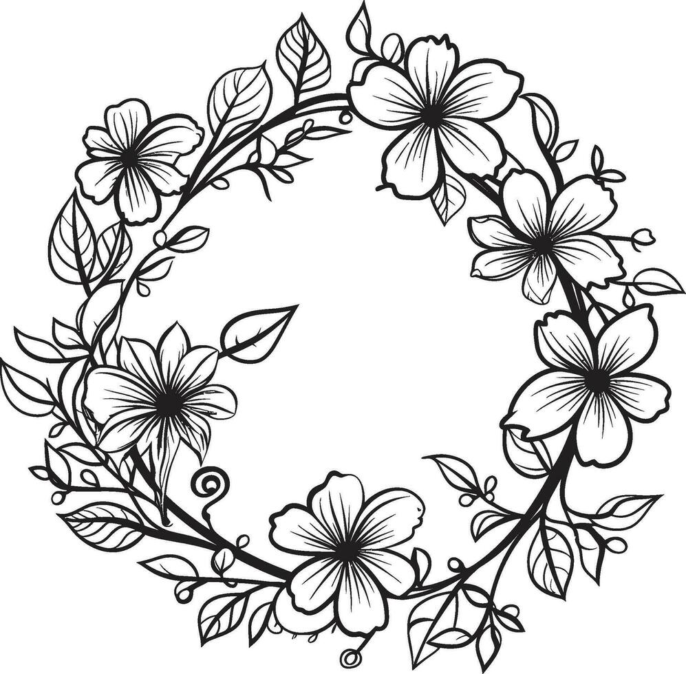 gracioso guirlanda esboço artístico Preto logotipo ícone chique floral Projeto Casamento vetor emblema