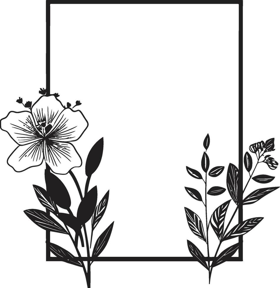 gracioso minimalismo mão desenhado noir floral emblema abstrato floral elegância lustroso Preto ícone vetor