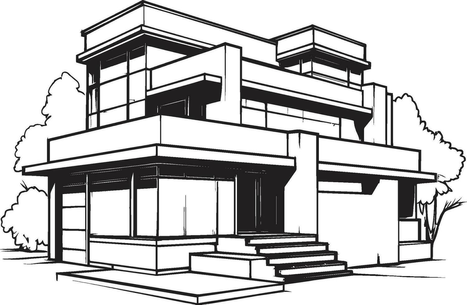 dual vivo conceito duplex casa esboço idéia dentro vetor ícone simétrico habitação esboço duplex casa Projeto vetor emblema