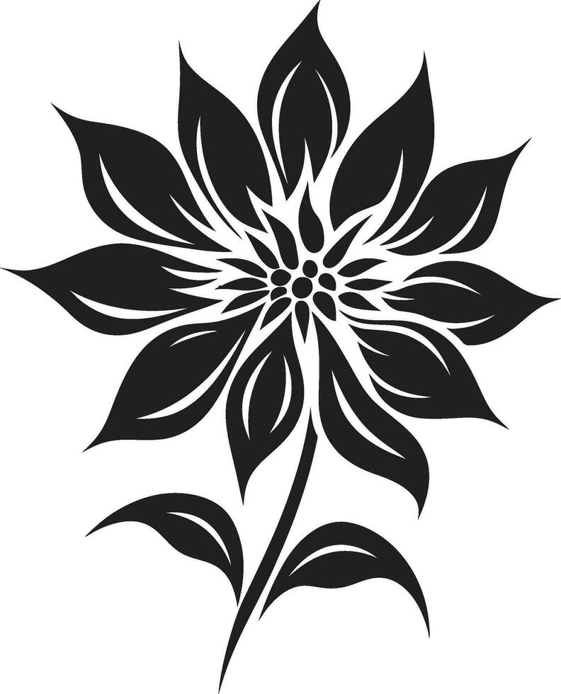 gracioso vetor flor minimalista Preto Projeto lustroso pétala abstração artístico ícone emblema
