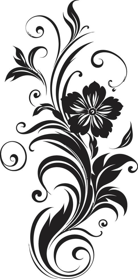 artístico pétala complexidade Preto ícone feito à mão noir redemoinhos vetor emblema