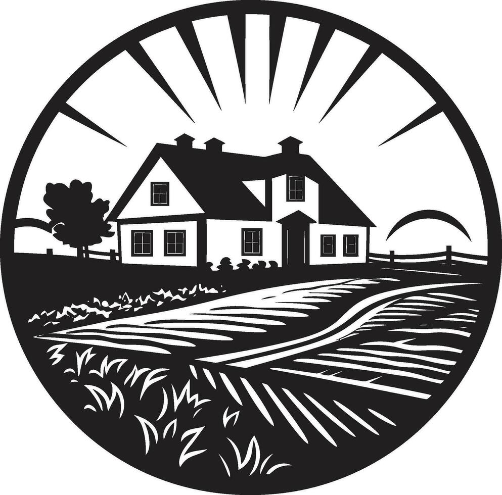 campo habitação marca agricultores casa vetor emblema agricultores refúgio ícone casa de fazenda Projeto vetor logotipo