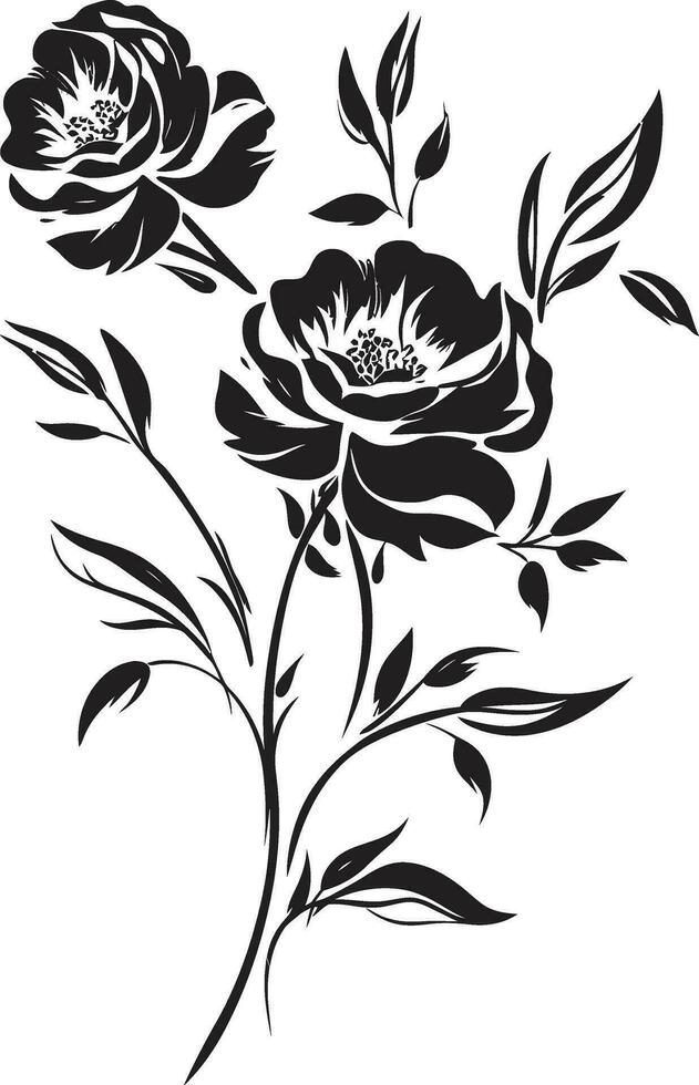 chique coberto orquídeas mão desenhado floral logotipo esboços noir Flor sonata noir vetor ícone Projeto elementos