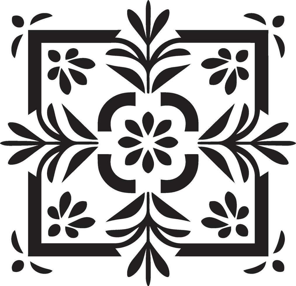 pétala harmonia Preto floral emblema geométrico elegância floral vetor telha Projeto