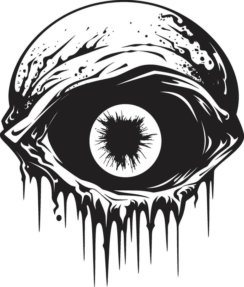 demoníaco zumbi olho arrepiante Preto ícone arrepiante Morto-vivo vista Preto zumbi olho logotipo vetor