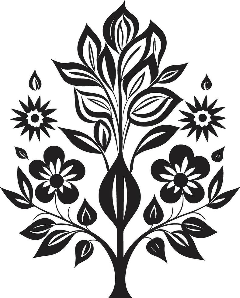 Costumeiro charme étnico floral logotipo ícone ancestral padrões decorativo étnico floral vetor