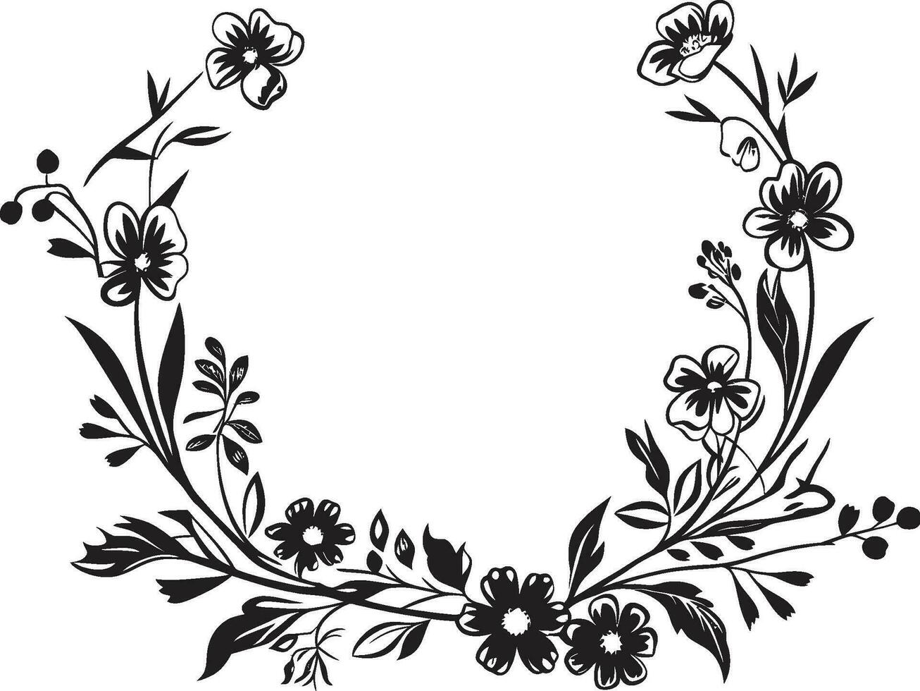 chique coberto botânica vintage Preto emblemático esboços etéreo noir Flor crônicas temperamental mão desenhado ícones vetor