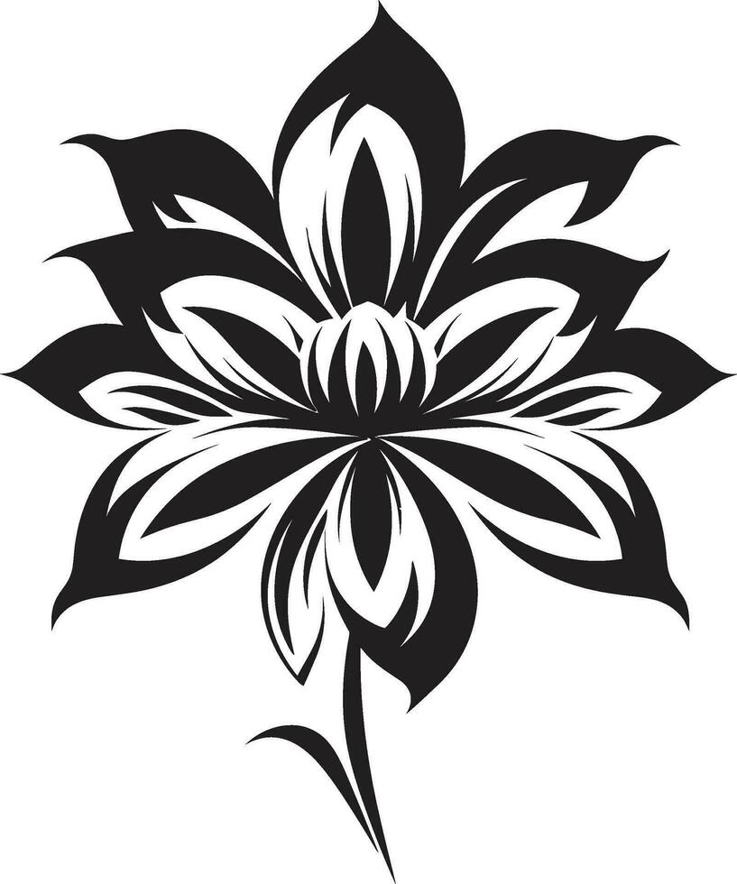 caprichoso feito à mão flor vetor ícone Projeto moderno floral esboço Preto solteiro emblema