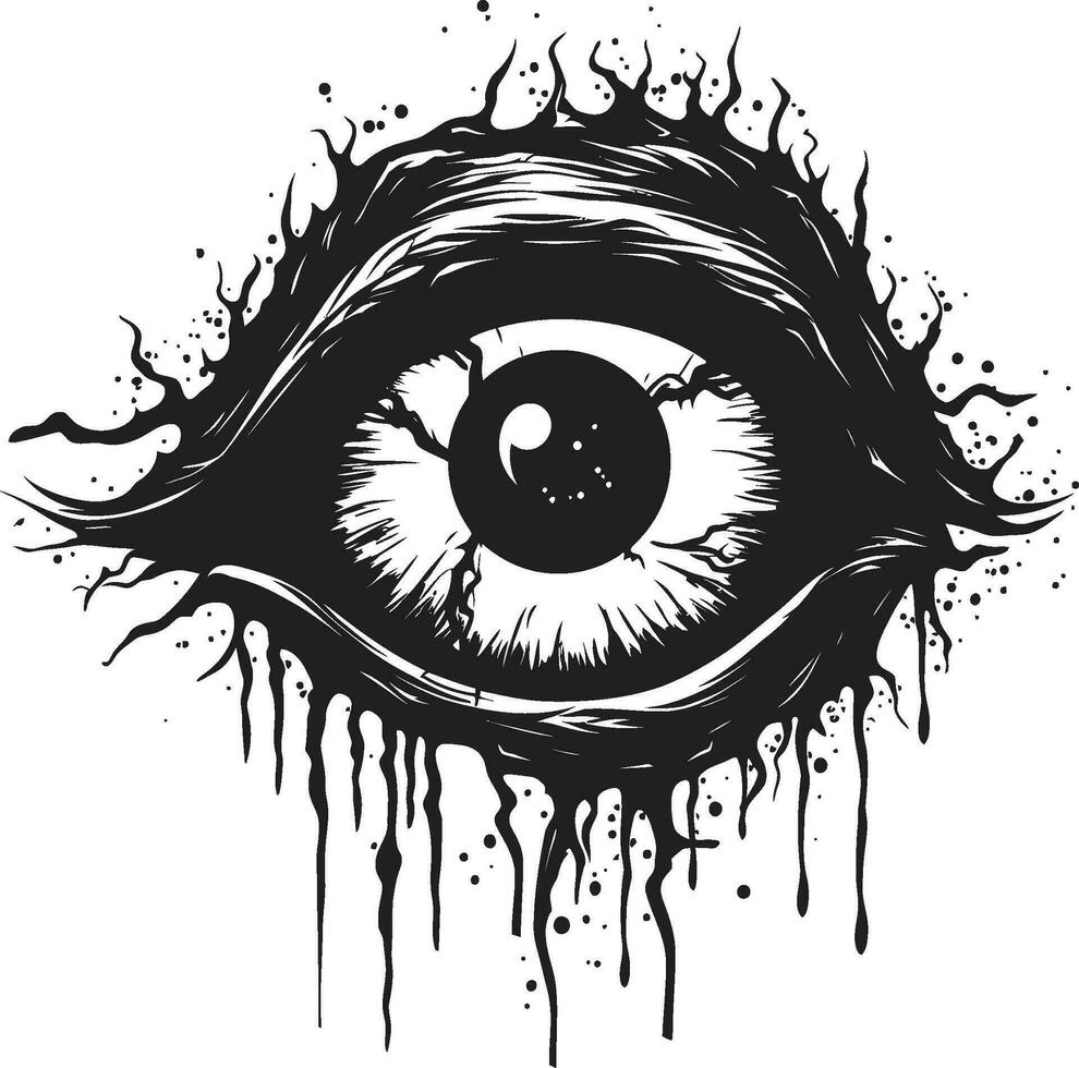 arrepiante zumbi visão Preto vetor olho Projeto ameaçador sobrenatural olho arrepiante Preto ícone