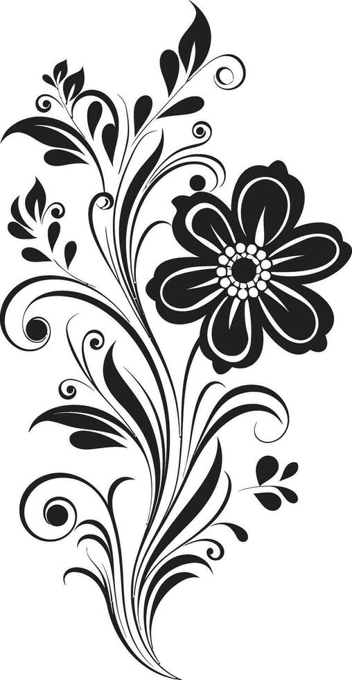 moderno noir botânico silhueta Preto logotipo ícone abstrato mão rendido flores elegante logotipo Projeto vetor