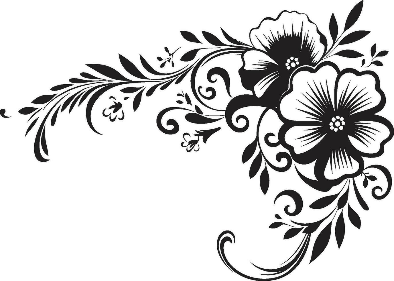 orgânico esboços Preto vetor floral logotipo guloseima flora mão desenhado Preto ícone