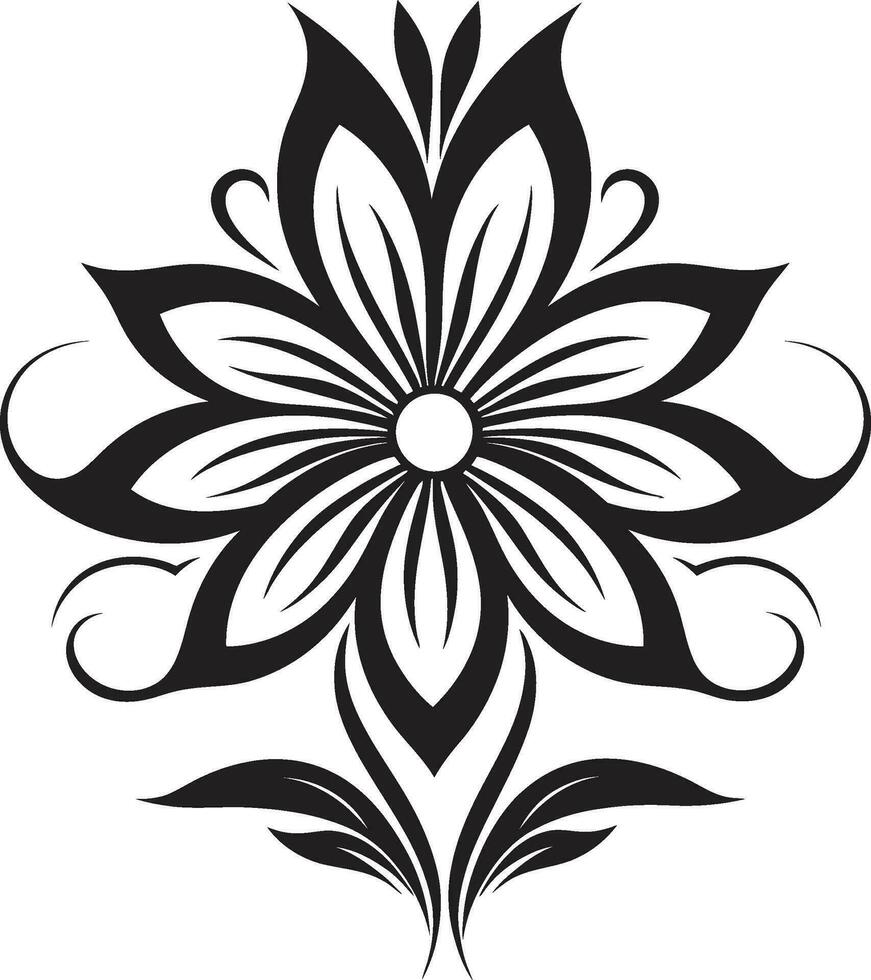 gracioso pétala Projeto feito à mão vetor ícone lustroso floral composição minimalista Preto ícone