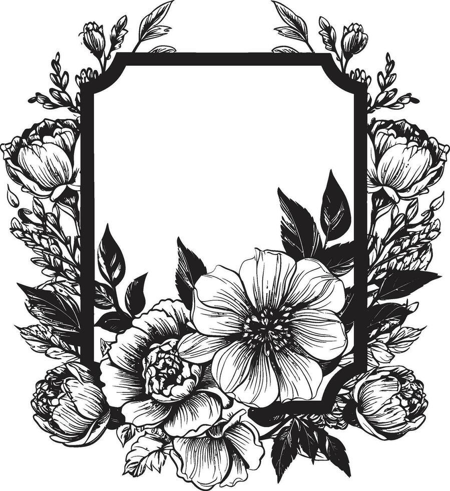 sofisticado quadro, Armação elegância Preto vetor quadro, Armação vintage flor englobar decorativo Preto ícone