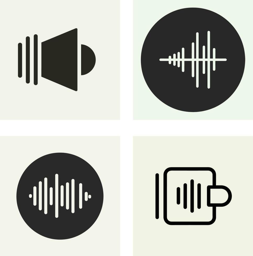 quatro diferente som ícones, Incluindo uma microfone, alto falante e uma microfone vetor